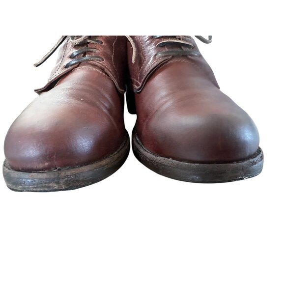 FRYE Leather Combat Boots Men 8.5 Brown Lace Up Distressed Office Vibram Outsole - Picture 7 of 16